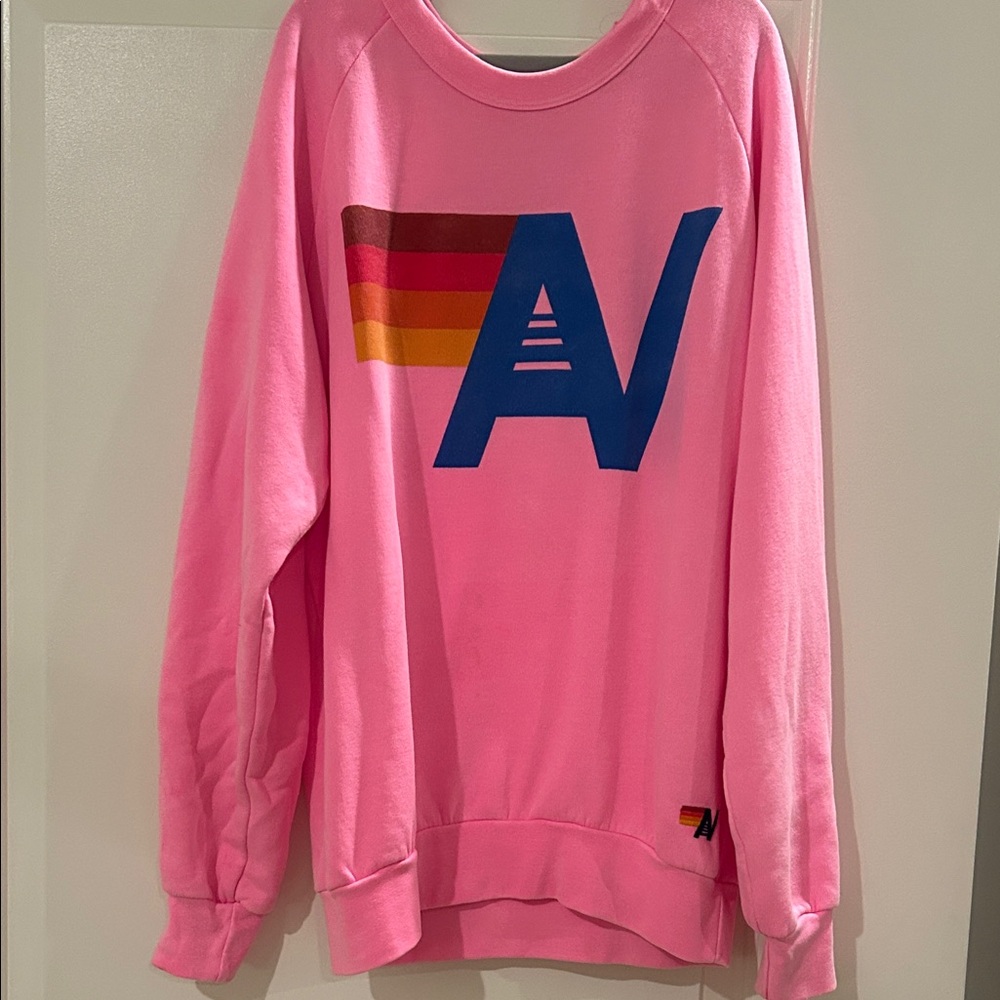 Aviator Nation LOGO SWEATSHIRT - NEON PINK - Size S. Used